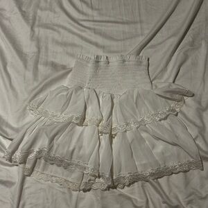 Amazon White Lace Trim Mini Skirt